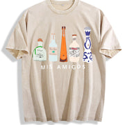 Mis Amigos Tequila Vintage Washed T-Shirt in Beige