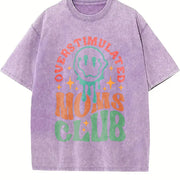 Overstimulated Moms Club Retro Vintage Washed T-Shirt in Purple