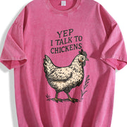 Yep I Talk to Chickens Vintage Washed T-Shirt in Red
