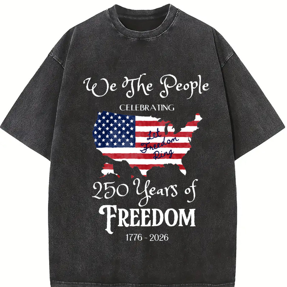 America 250 Years of Freedom Vintage Washed T-Shirt in Black