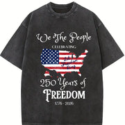 America 250 Years of Freedom Vintage Washed T-Shirt in Black