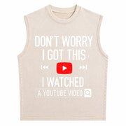 DIY Mechanic Engineer Garage Humor Father's Day Dad Family Vintage Washed Tank Top in Beige