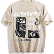 Authentic Eyes of Chaos Tank Vintage Washed T-Shirt in Beige
