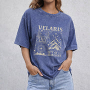 Velaris City of Starlight Acotar vintage washed oversized T-shirt in Blue