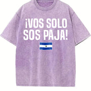 Vos Solo Sos Paja Salvadoran Slang El Salvador Flag vintage washed oversized T-shirt in Purple