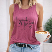 Reduce Letthen Letters Vest Women's Color Cotton Tank Top in Red