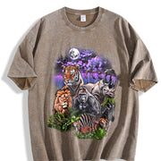 Rainforest Animals 90s Vintage Washed T-Shirt in Brown