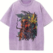Retro Dark Background Vintage Washed T-Shirt in Purple