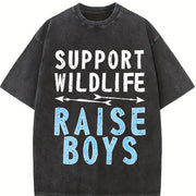 Support Wildlife Raise Boys Vintage Washed T-Shirt in Black