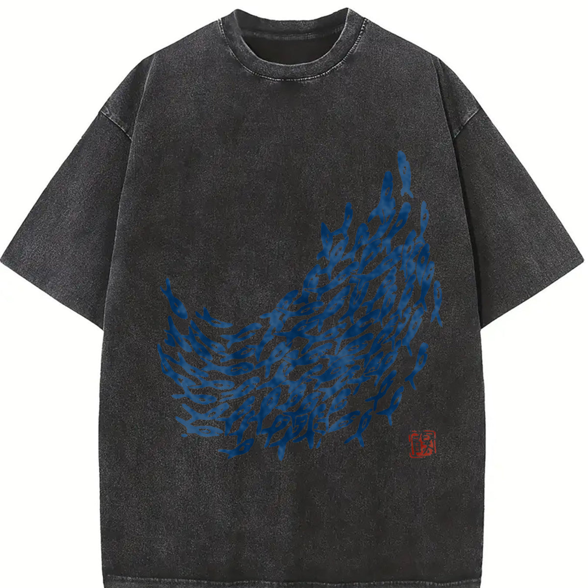 Blue School of Fish vintage washed oversized T-shirt in Black