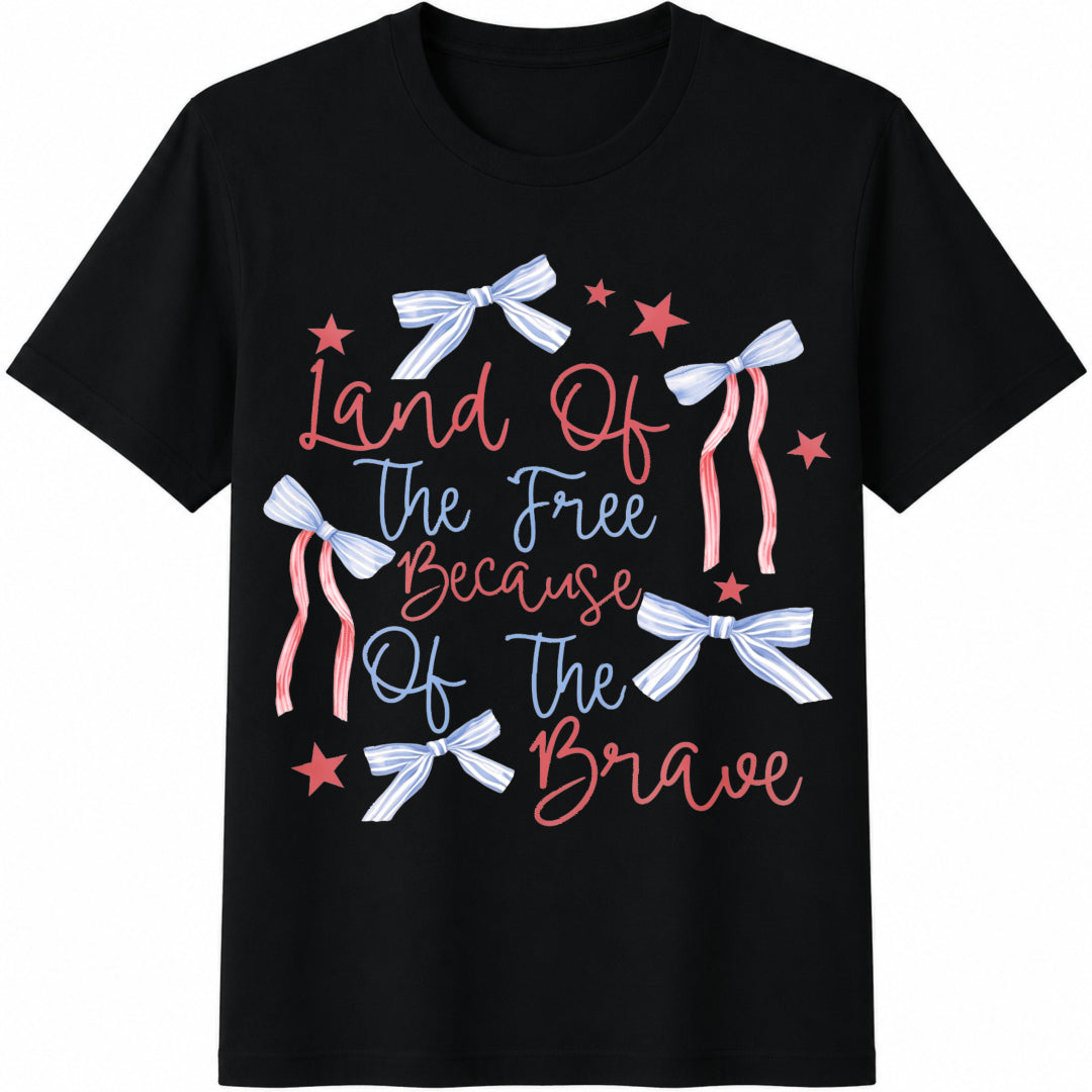 Patriotic Land of the Free Because of the Brave Cotton T-Shirt in Black