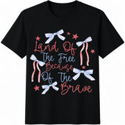 Patriotic Land of the Free Because of the Brave Cotton T-Shirt in Black