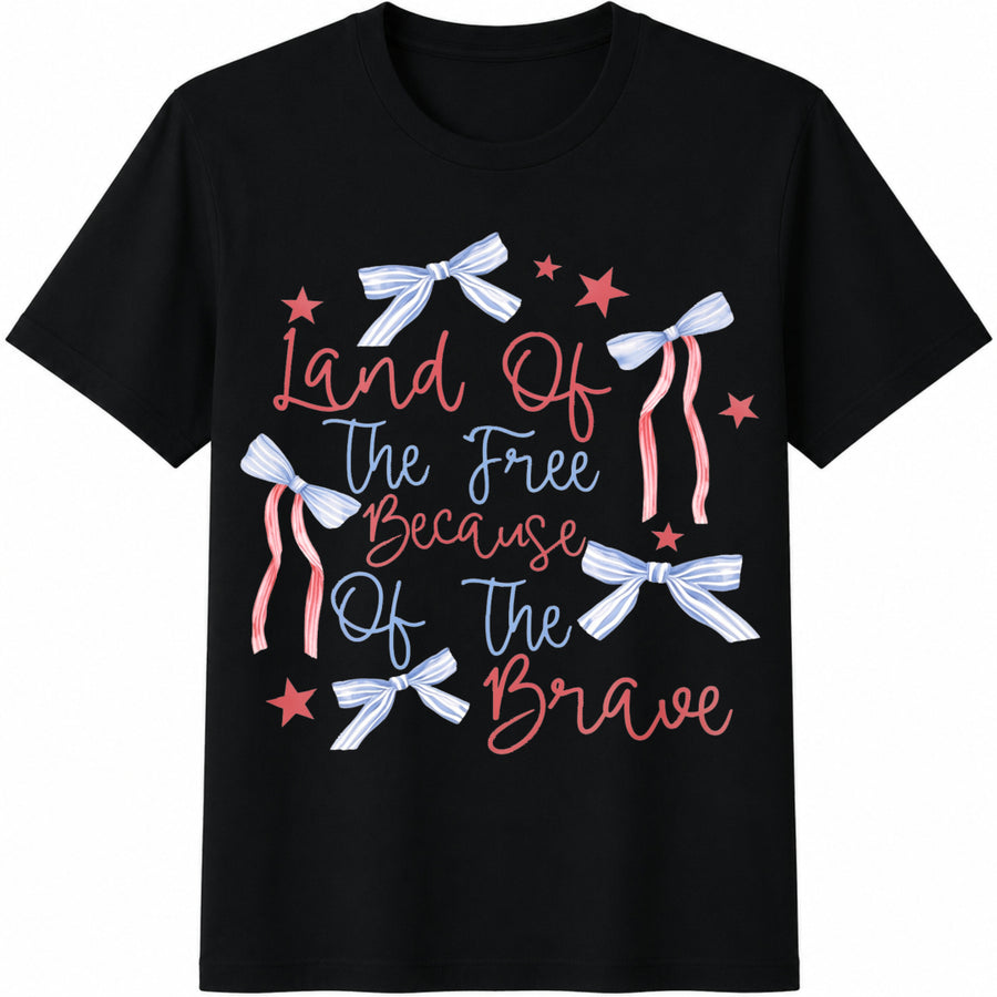 Patriotic Land of the Free Because of the Brave Cotton T-Shirt in Black