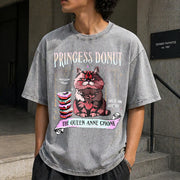 Princess Donut Queen Anne Chonk Vintage Washed T-Shirt in Gray