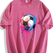 Dripping Soccer Ball Vintage Washed T-Shirt in Red