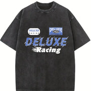 Stylish Luxury Racing Vintage Washed T-Shirt in Black