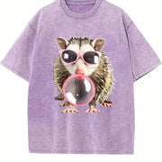 Bubblegum Opossum Vintage Washed T-Shirt in Purple