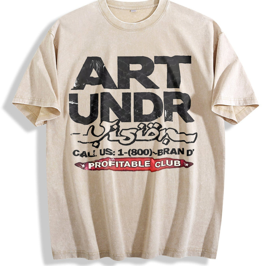 Art Under Pressure Vintage Washed T-Shirt in Beige
