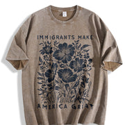 Immigrants Make America Great Anti-ICE and Batik vintage washed oversized T-shirt in Brown