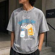 1st Fathers Day Father and Baby Our First Father's Day Vintage Washed T-Shirt in Gray
