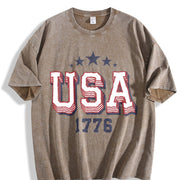 USA 1776 Vintage Washed T-Shirt in Brown