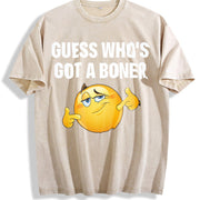 Premium Guess Who's Got Vintage Washed T-Shirt in Beige