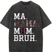 Ma Mama Mom Bruh Baseball Vintage Washed T-Shirt in Black