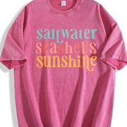 Pastel Pink & Ora Coastal Vintage Washed T-Shirt in Red