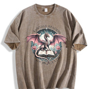 Fantasy Readers Book Club Dragon Vintage Washed T-Shirt in Brown