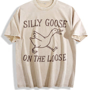 Silly Goose on the Loose Vintage Washed T-Shirt in Beige