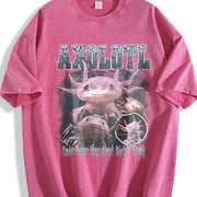 Axolotl 90s Underwater King Animal Rap Vintage Washed T-Shirt in Red