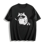 I Require Snacks Raccoon Cotton T-Shirt in Black
