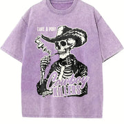 Cowboy Killers Skull Western vintage washed oversized T-shirt in Purple