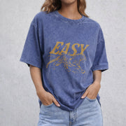 Easy Tiger vintage washed oversized T-shirt in Blue