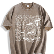 Turtles ® Ocean 90s Vintage Washed T-Shirt in Brown