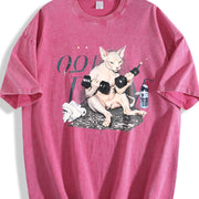Sphynx Cat Workout Vintage Washed T-Shirt in Red