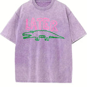 Later Gator Offensive Alligator vintage washed oversized T-shirt in Purple
