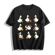 Cute Goose Crocheting Cotton T-Shirt in Black