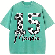 Custom Soccer Personalized Soccer Cumber Vintage Washed T-Shirt in Blue