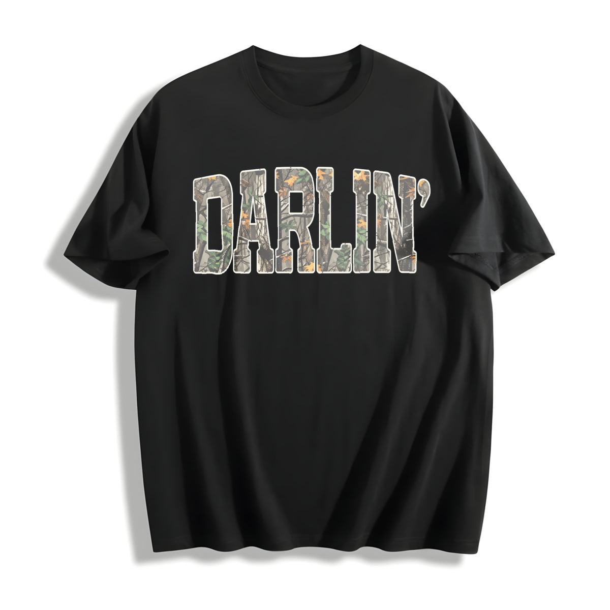 Retro Camo Western Cotton T-Shirt in Black