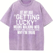Sports Short-Sleeved and Stylish Letter vintage washed oversized T-shirt in Purple