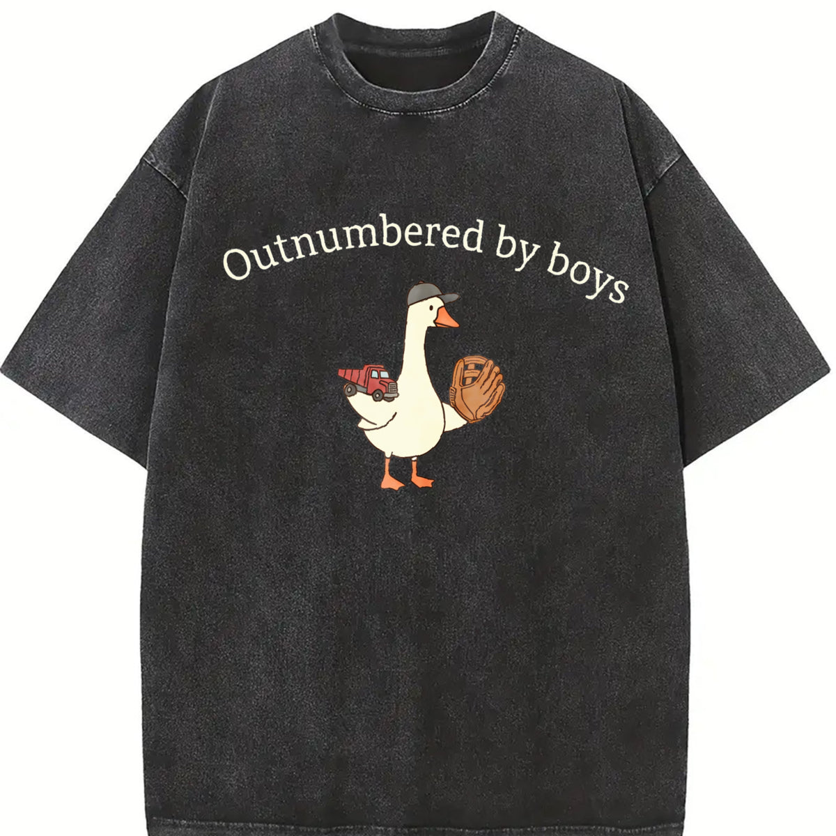 Outnumbered by Boys Goose Vintage Washed T-Shirt in Black