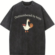 Outnumbered by Boys Goose Vintage Washed T-Shirt in Black