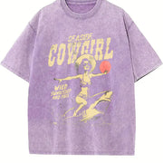 Retro Seaside Cowgirl Vintage Washed T-Shirt in Purple