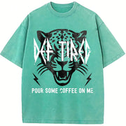 Retro Def Tired Coffee Vintage Washed T-Shirt in Blue
