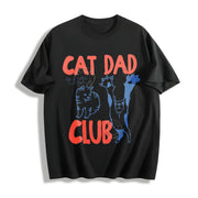 Cat Dad Cat Lover Cotton T-Shirt in Black