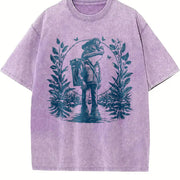 90s Tattoo Frog Mail Man Vintage Washed T-Shirt in Purple