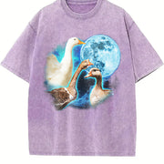 Three Goose Retro Silly Goose Vintage Washed T-Shirt in Purple