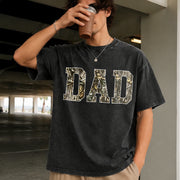 Custom Moss Dad Camo Hunting Dad Vintage Washed T-Shirt in Black