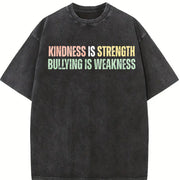 Anti Bullying Kindness Is Strength Vintage Washed T-Shirt in Black
